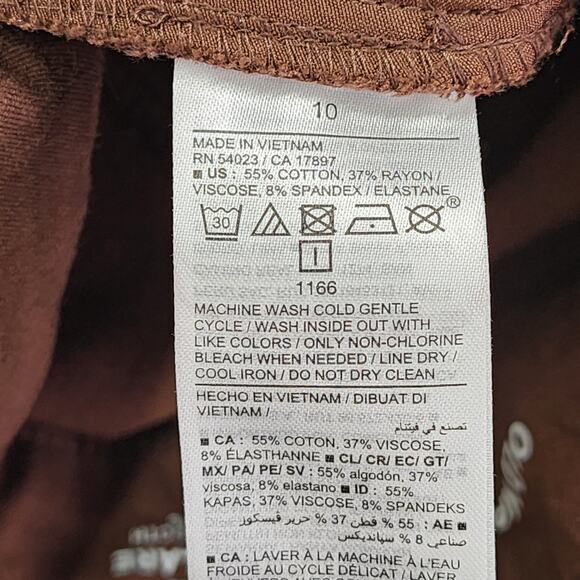 Old Navy Pants Womens 10 Brown High Rise Pixie Flare Pockets Stretch Office - Picture 5 of 11